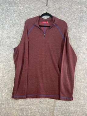 Agave Maroon Quarter Zip Cotton Blend Pullover Sweater Size Large
